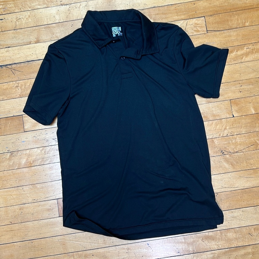 Black cooling fabric golf polo